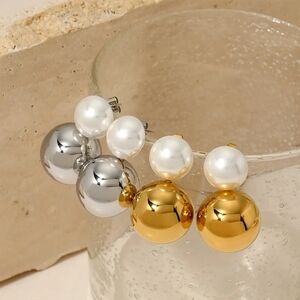 Lustrous Gold and Silver Pearl Earrings